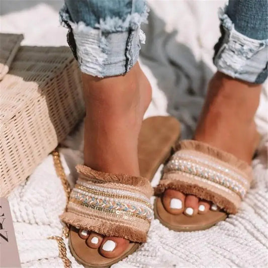 Color Matching Flat Casual Slippers for Women